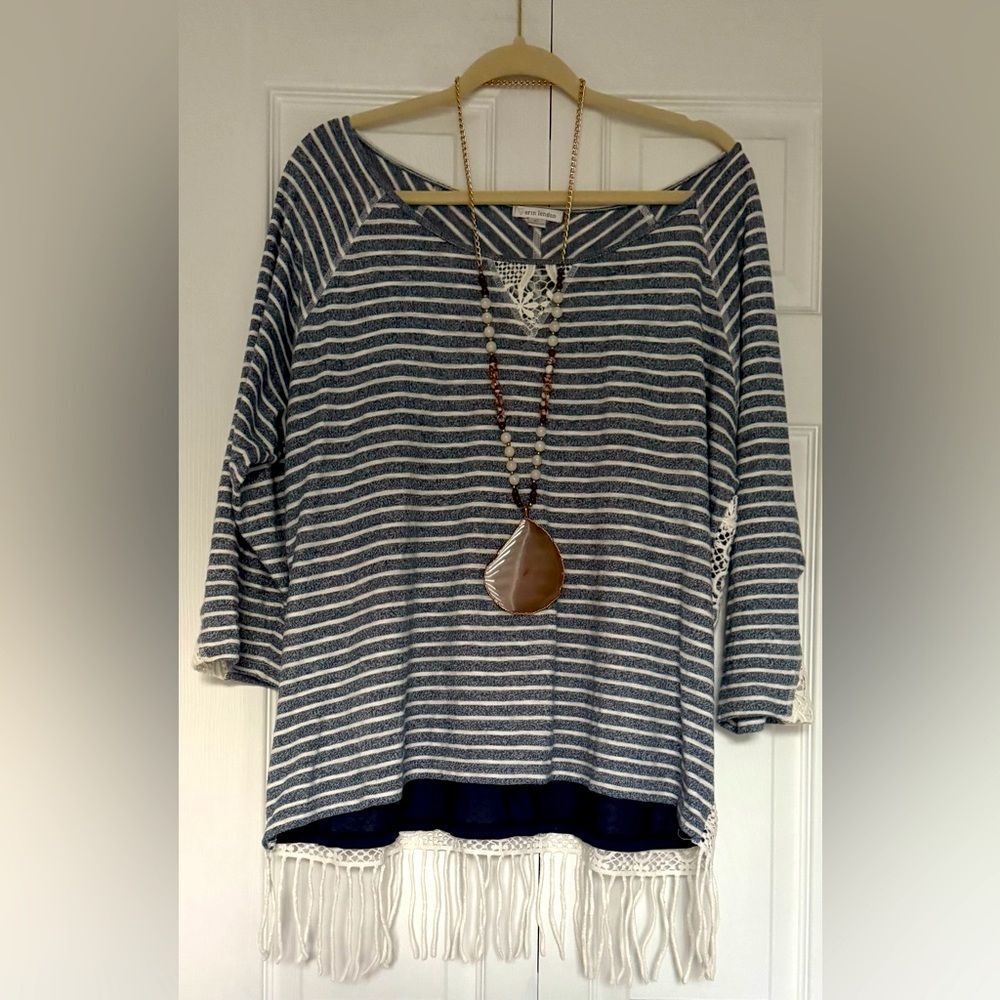 Gorgeous! Erin London striped fringe top!